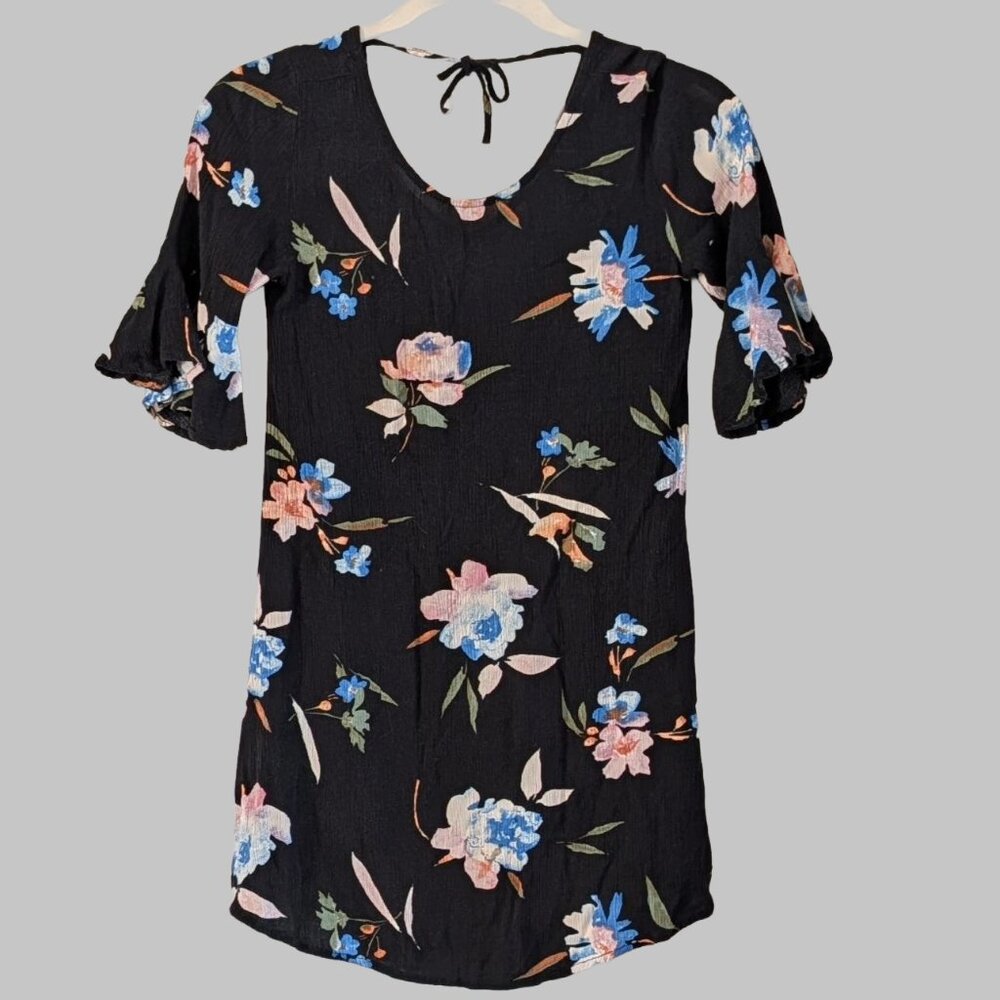 O'Neill Girls Floral Dress Size M Black Boho Surf Beach Dress